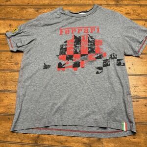 Ferrari Shirt Kid LARGE Gray Puma t-shirt Short sleeve cotton motorsports Size L